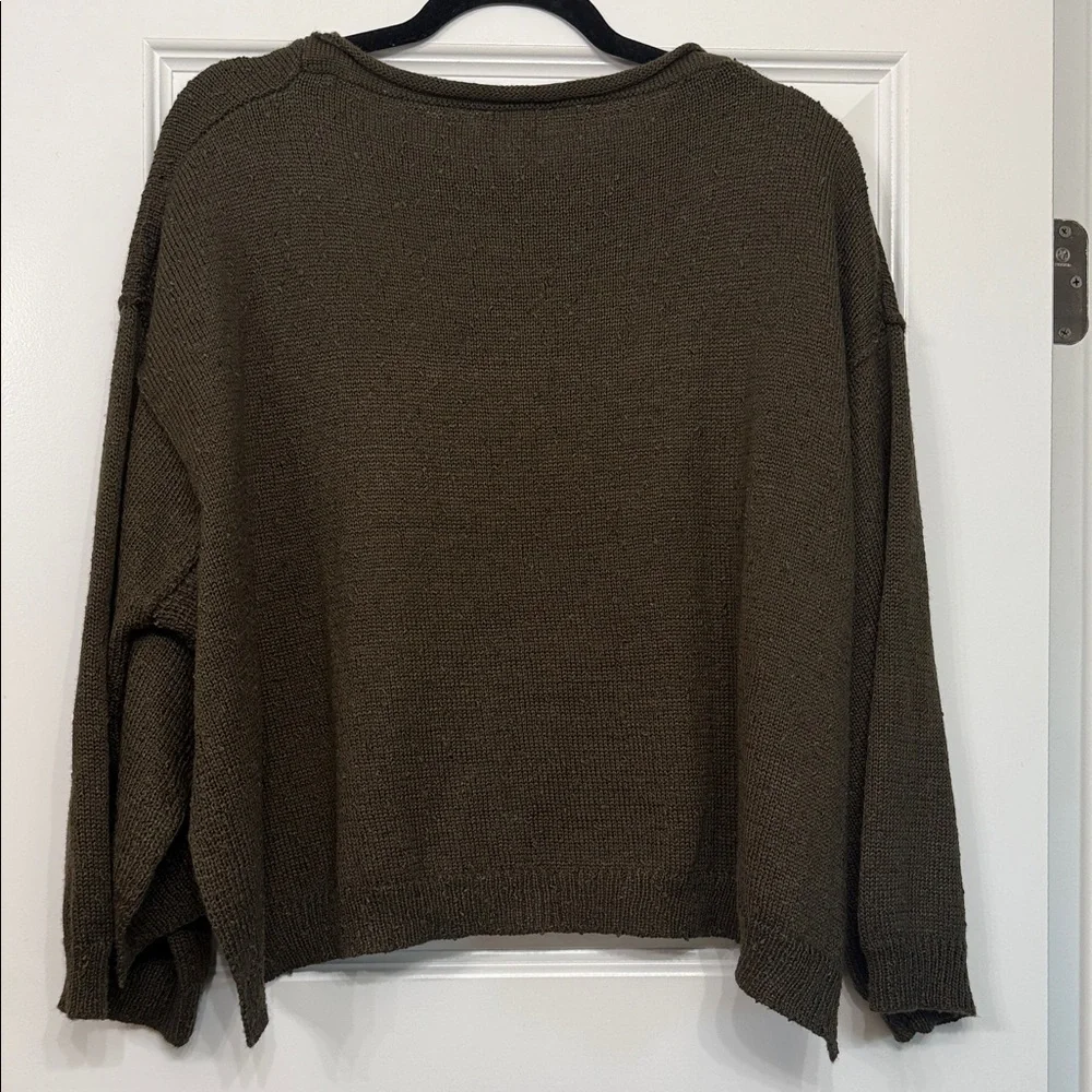 LAVENDER SKETCH | Olive Crew Neck Sweater | SIZE SMALL - Picture 2 of 4